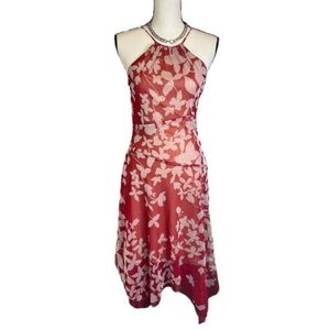 BCBG Orange floral midi dress Sz.2
